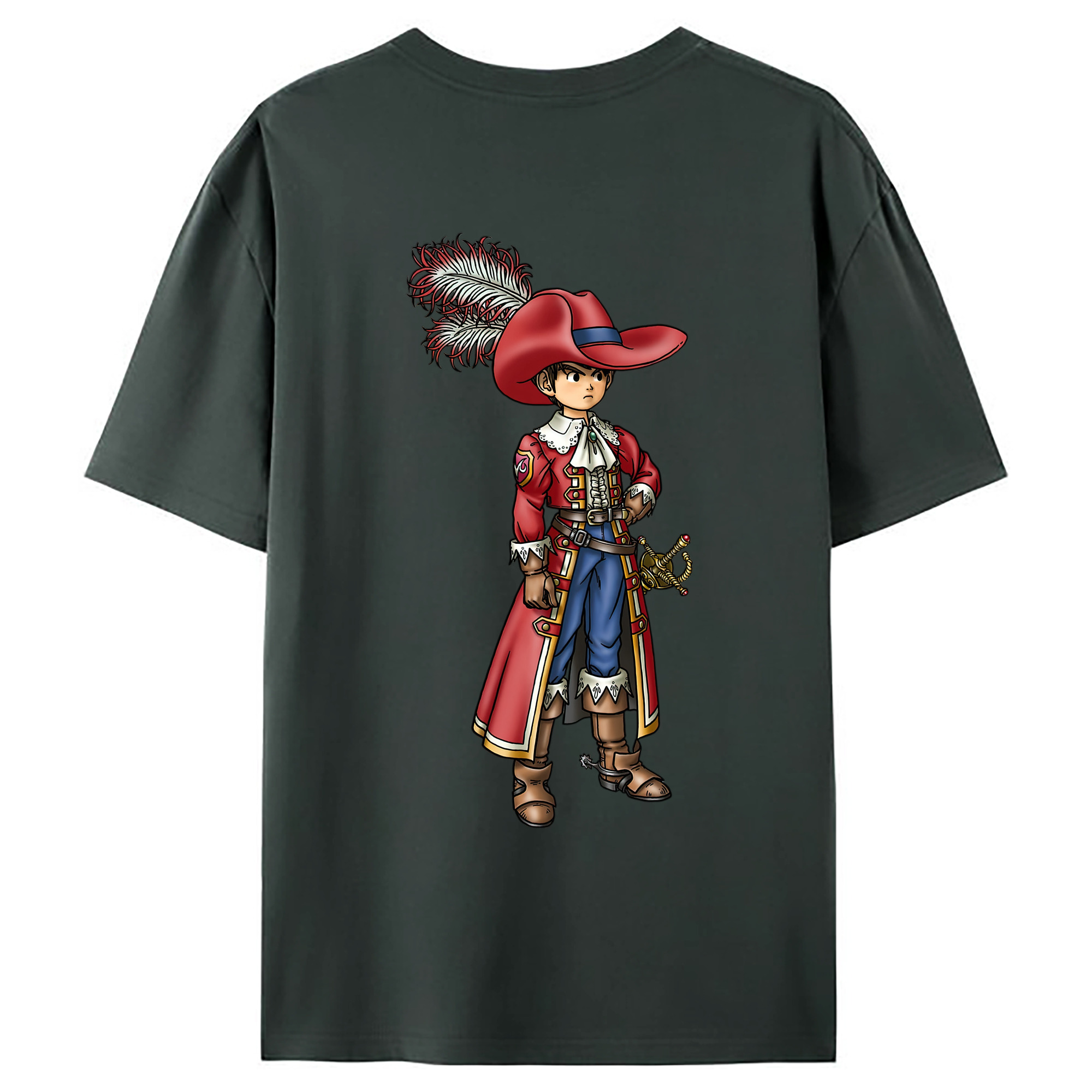 （画像用） ドラゴンクエスト Doragon Kuesuto Dragon Quest 綿100％ メンズ半袖Tシャツ（バックプリント） 通気性